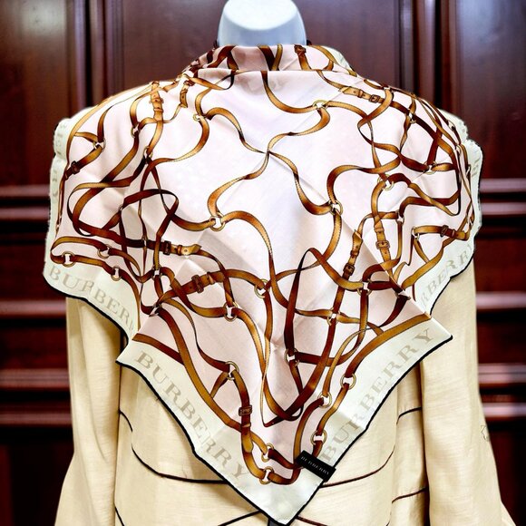 Burberry Accessories - New Tag on  Burberry Miniscarf  23" Cotton/Silk ivery  Light pink bow  (51)